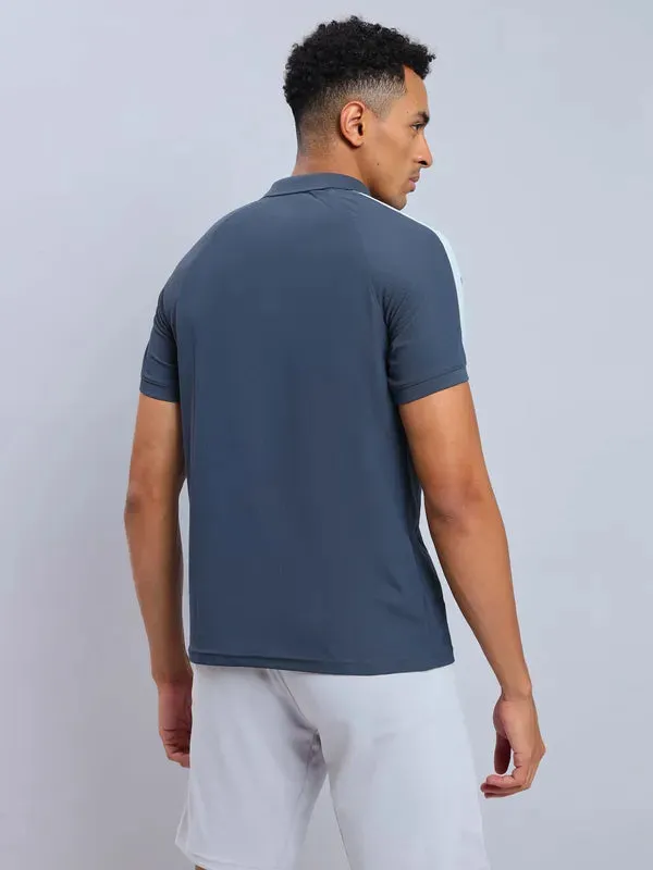 Men Colorblock Slim Fit Polo T-shirt with MATPIQ