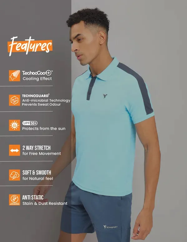 Men Colorblock Slim Fit Polo T-shirt with MATPIQ