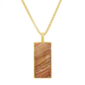 MEN'S GOLD PLATED NECKLACE WITH WOOD JASPER TAG