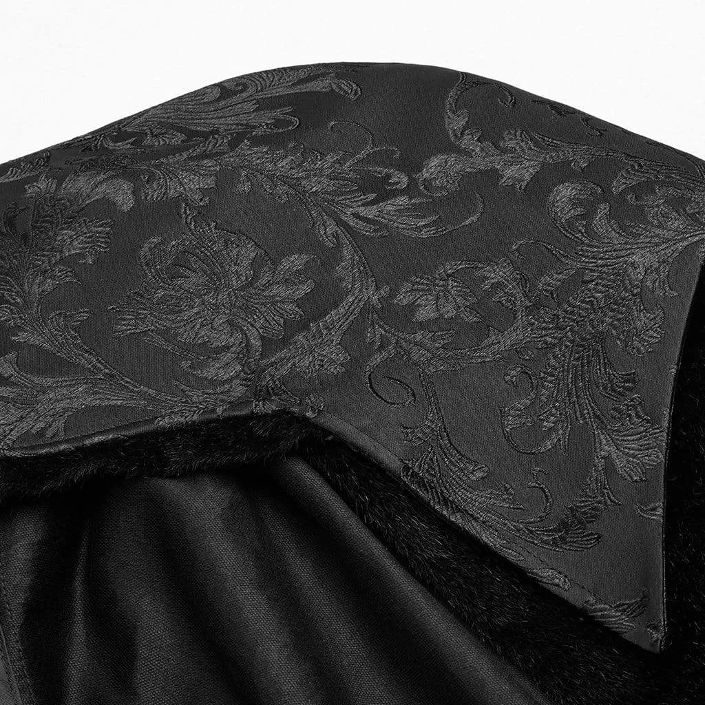 Men's Goth Stand Collar Jacquard Long cloak