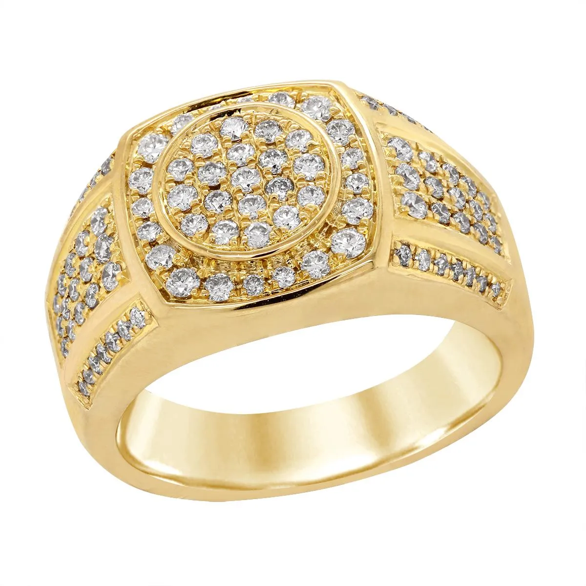 MEN'S YELLOW GOLD DIAMOND FASHION RING, .95 CT TW