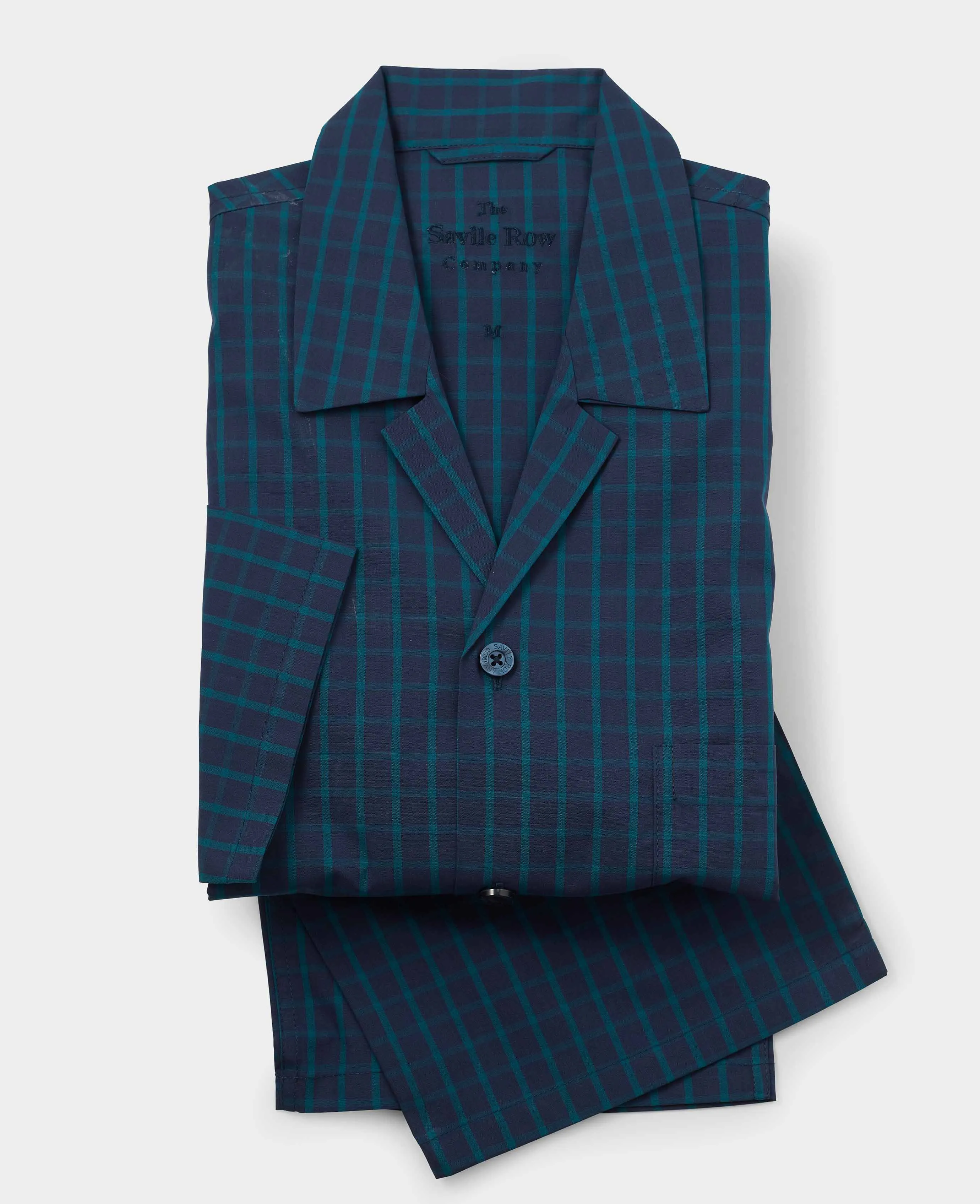 Navy Green Check Cotton Pyjamas