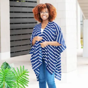 Navy Stripe Kimono Top