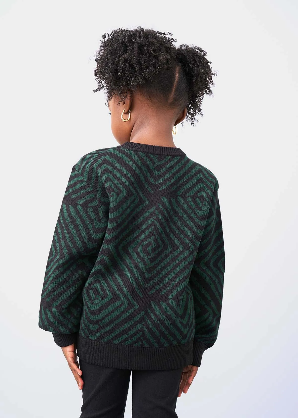 Oma Kids Unisex African Print Sweater (Malachite Diamond Adire)