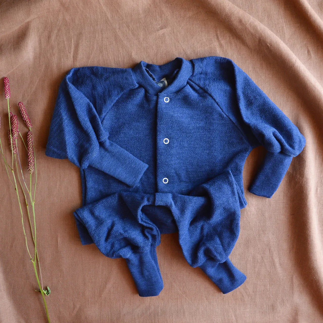 Onesie Sleepsuit - 100% Organic Merino Terry - Blue (3m-6y)