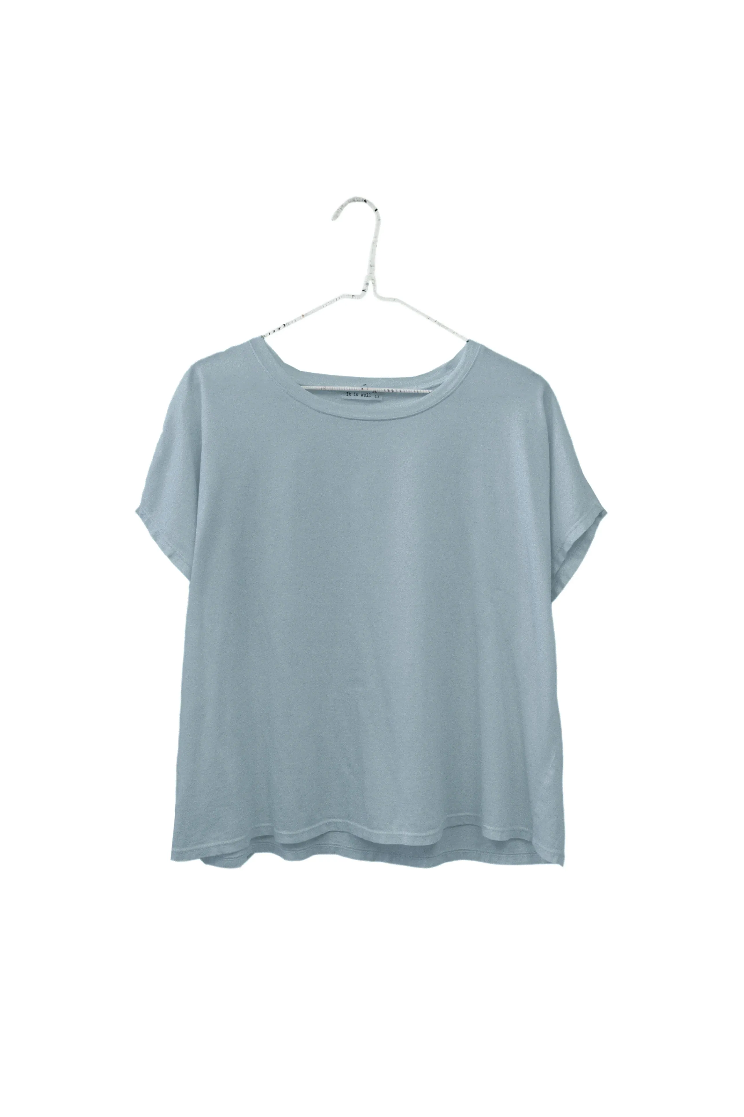 Organic Crewneck Boxy Tee in Misty Sage