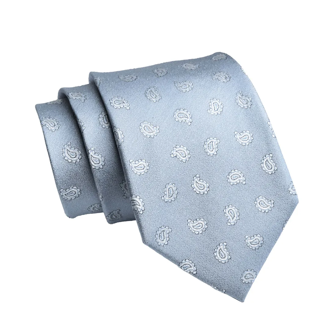 Oyster Bay Paisley Silk Tie, Light Blue / Silver