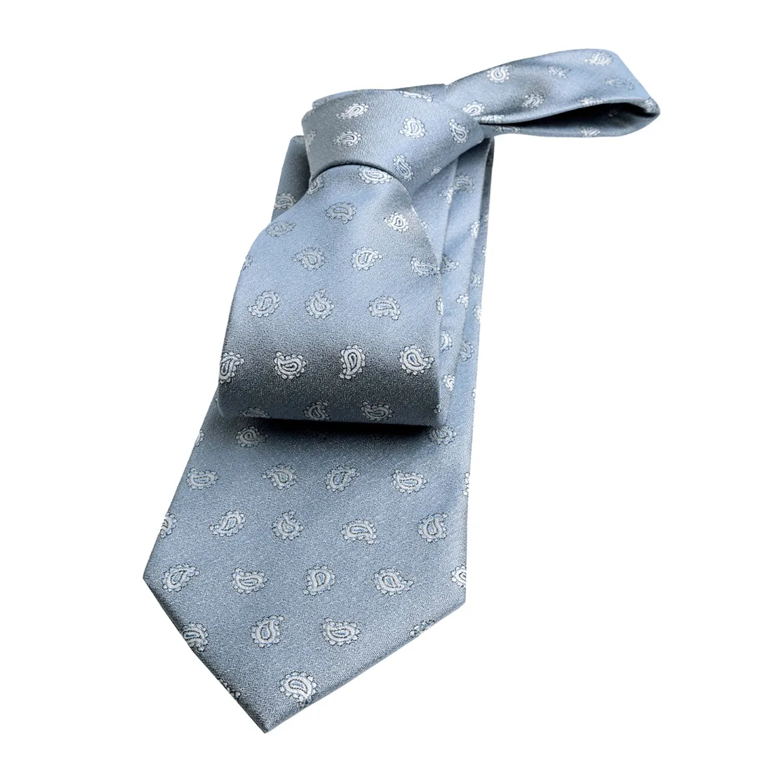 Oyster Bay Paisley Silk Tie, Light Blue / Silver