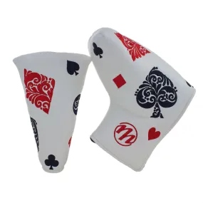 Playing Card Blade and Mid Mallet Putter Headcover, White