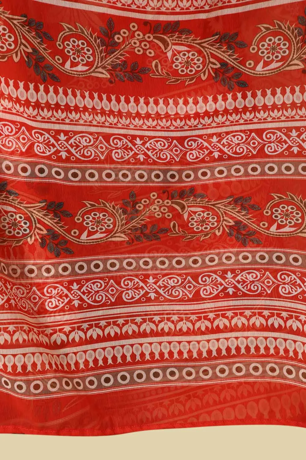 Plus Size Red Ethnic Print Lehenga