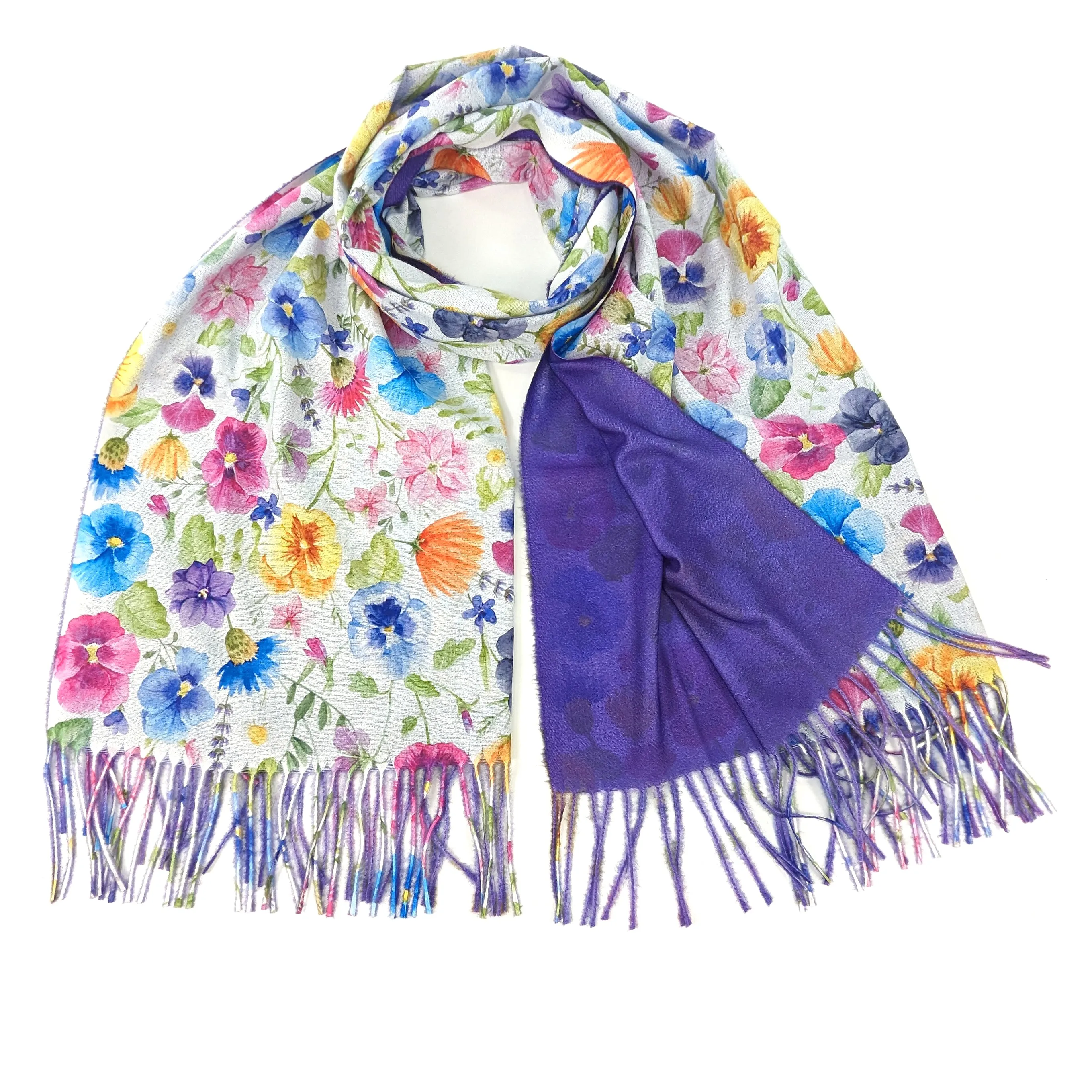 Pretty Pansy Pashmina Style Scarf (70x180cm)