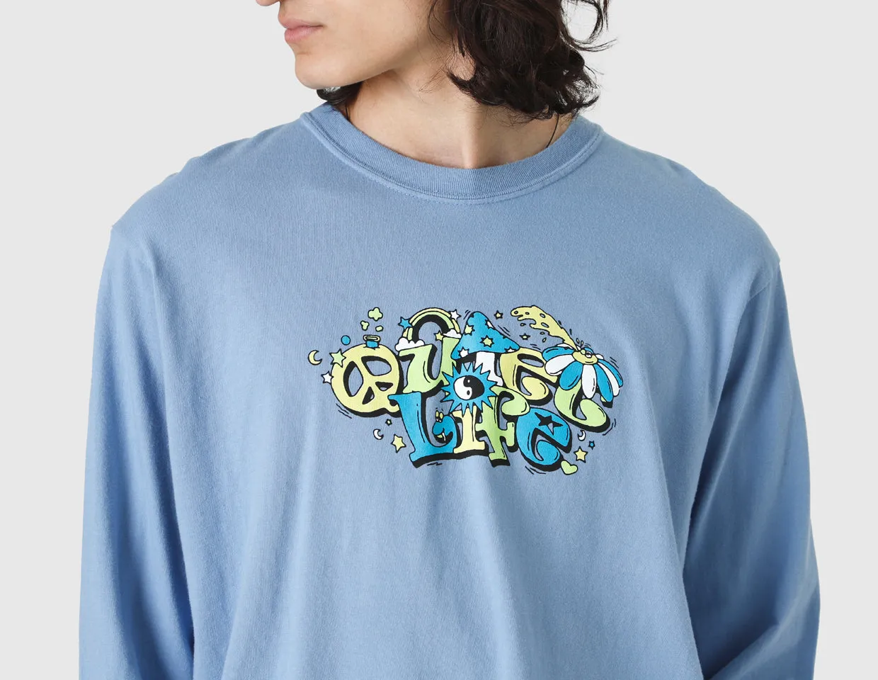 Quiet Life Confetti Pigment Dyed Long Sleeve Tee / Blue