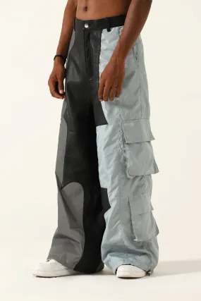 "2001" PANELED LEATHER/NYLON PANTS