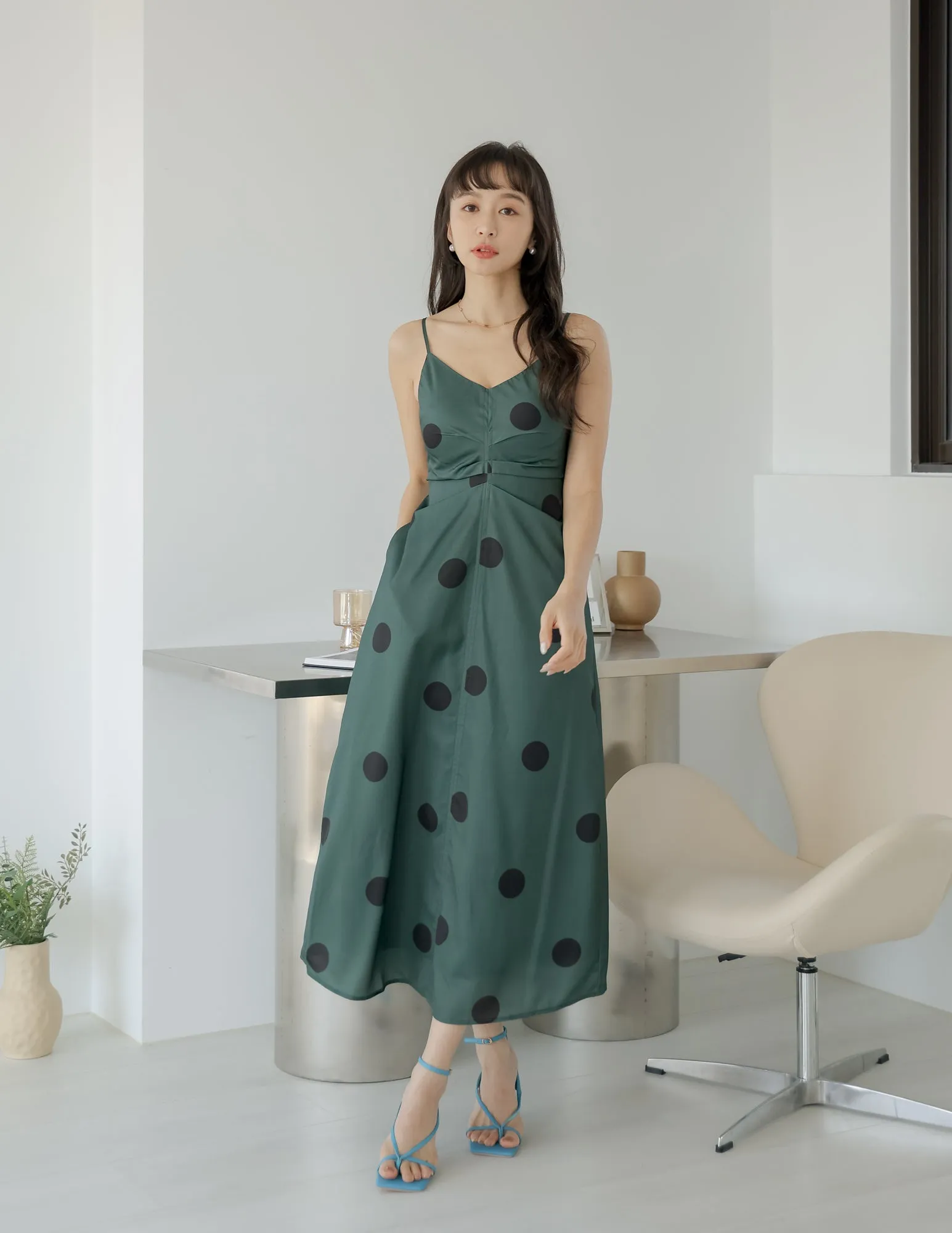 Rayna Polka Dot Dress in Green