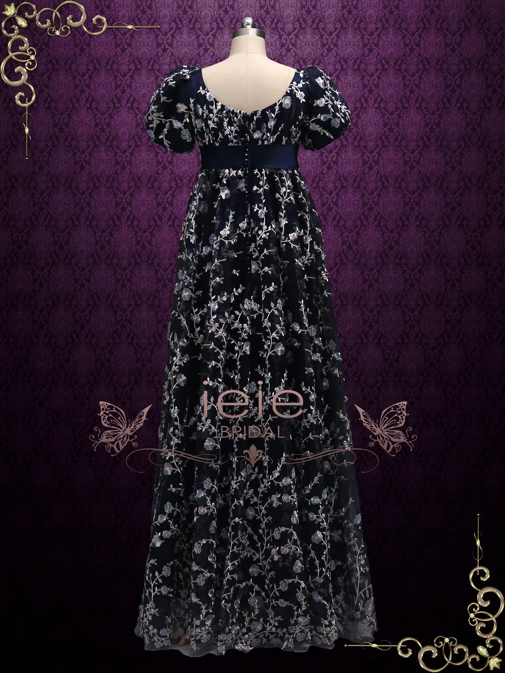 Regency Style Empire Dress with Floral Lace ALICE