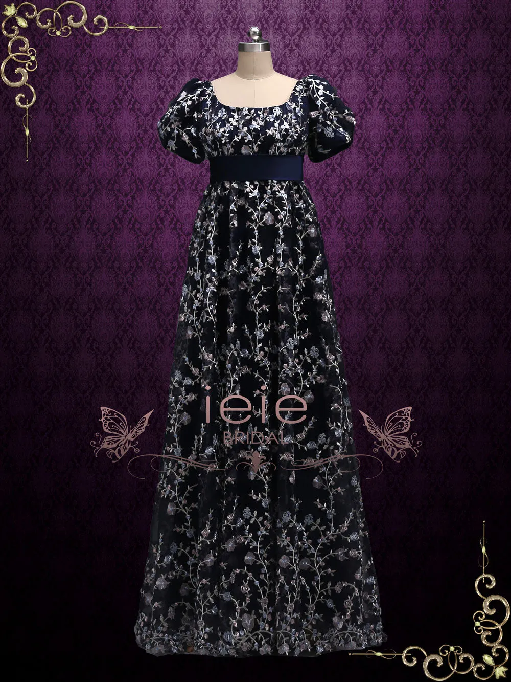 Regency Style Empire Dress with Floral Lace ALICE