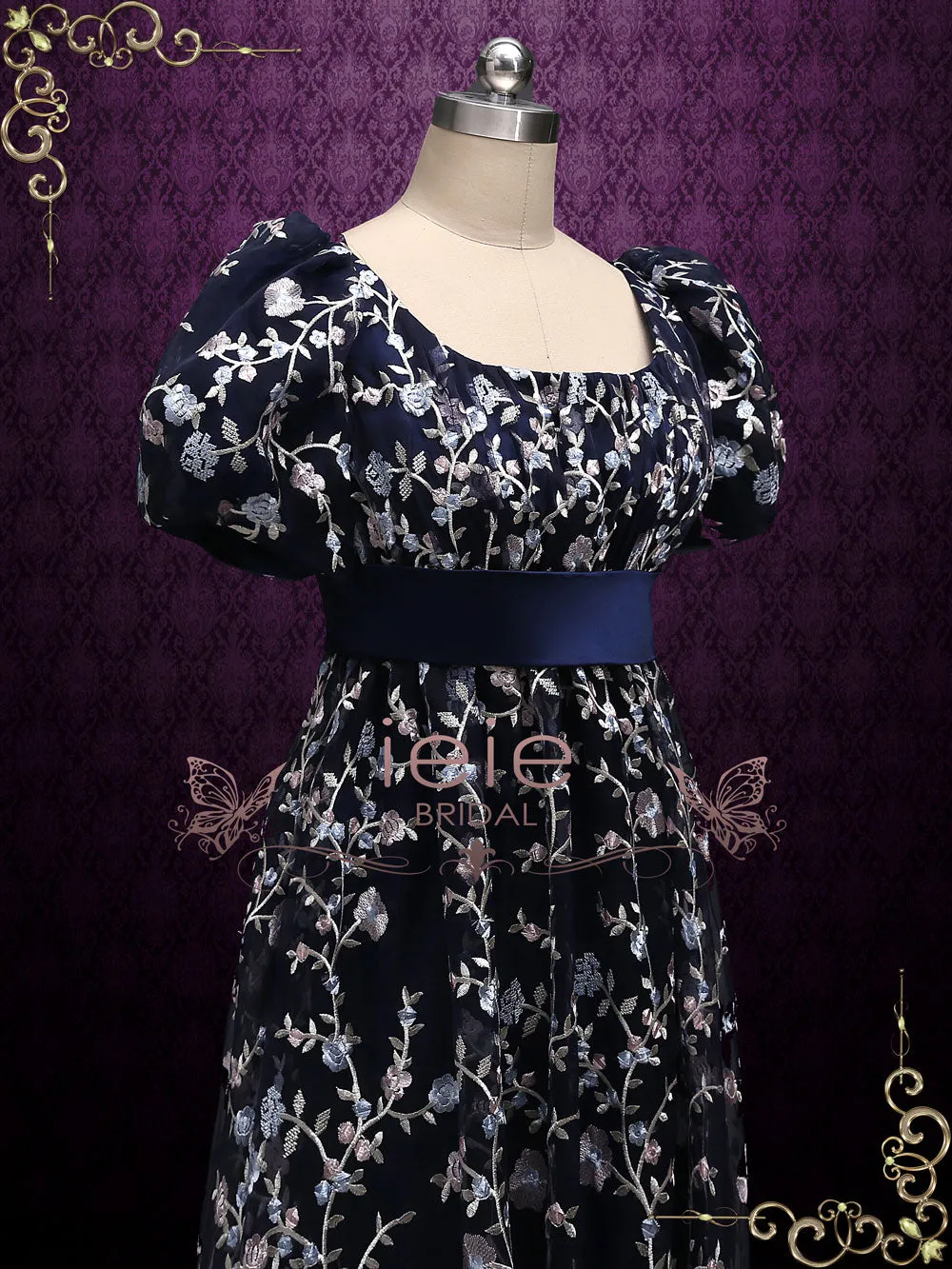 Regency Style Empire Dress with Floral Lace ALICE