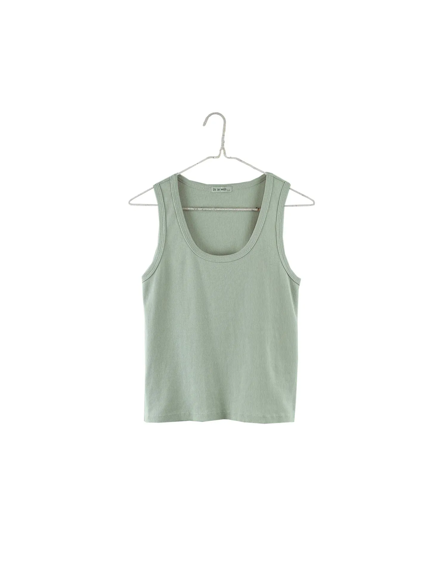 Rib Tank Top in Sage Green