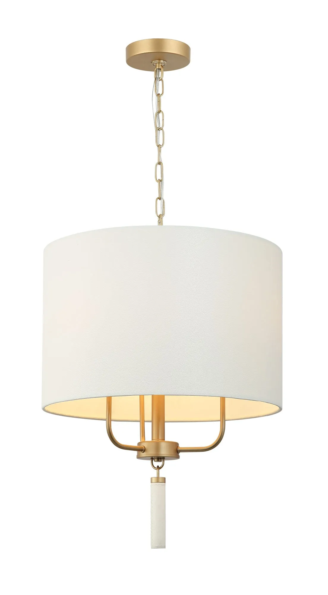 Secret Agent 368P03GOW 3-Light Pendant Light - Painted Gold/White Leather