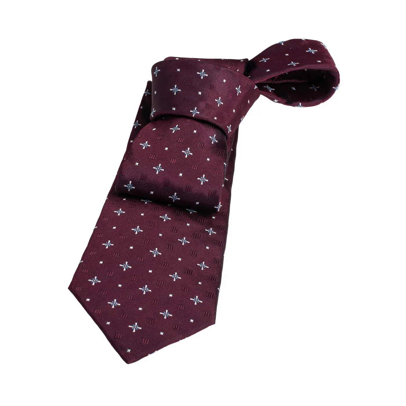 Shelburne Foulard Silk Tie, Burgundy / Silver / Light Blue