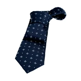 Shelburne Foulard Silk Tie, Navy / Silver / Light Blue