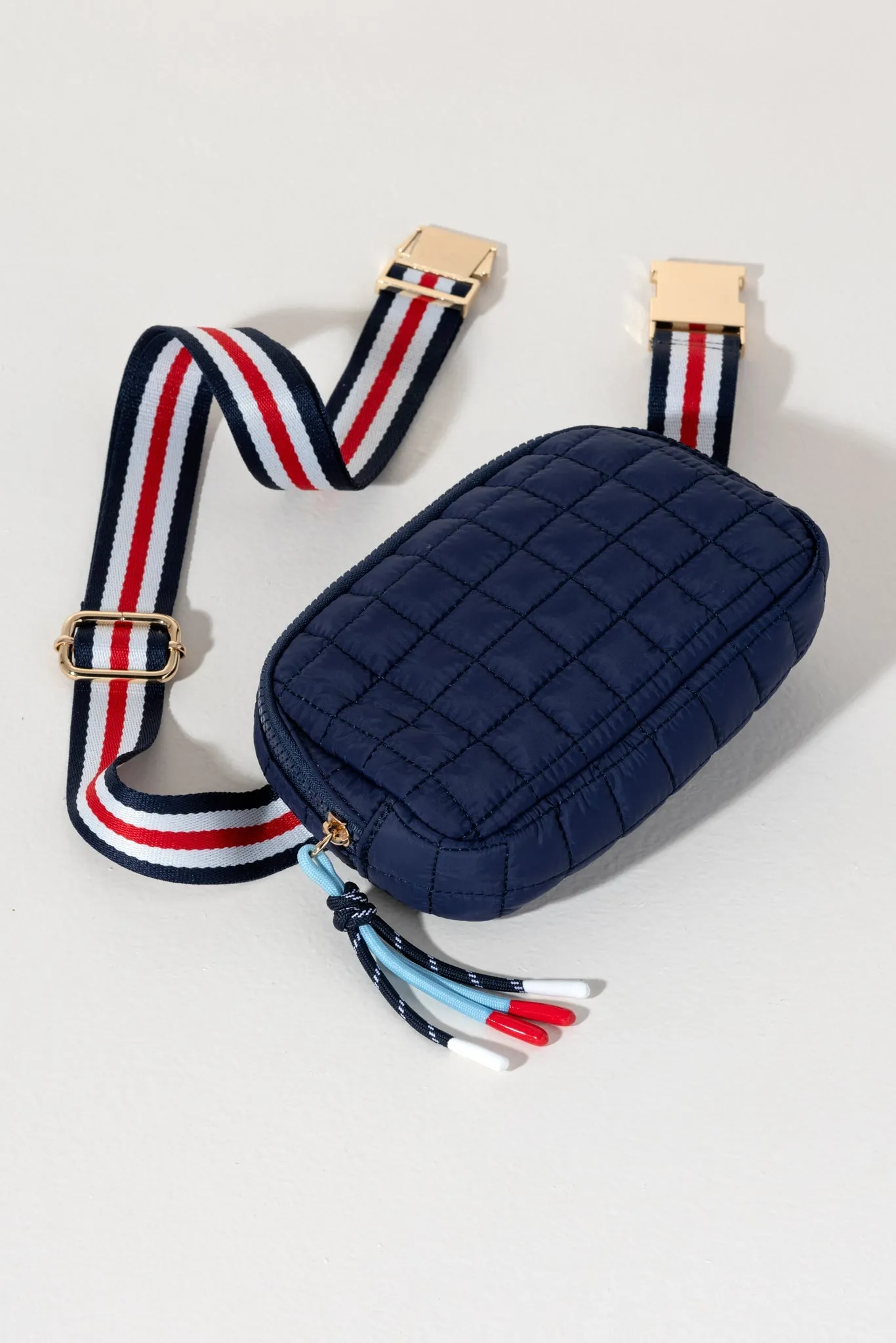 Shiraleah Ezra Quilted Nylon Belt Bag, Navy