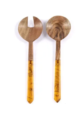 Shiraleah Galapagos Wood Salad Servers, Brown - FINAL SALE ONLY