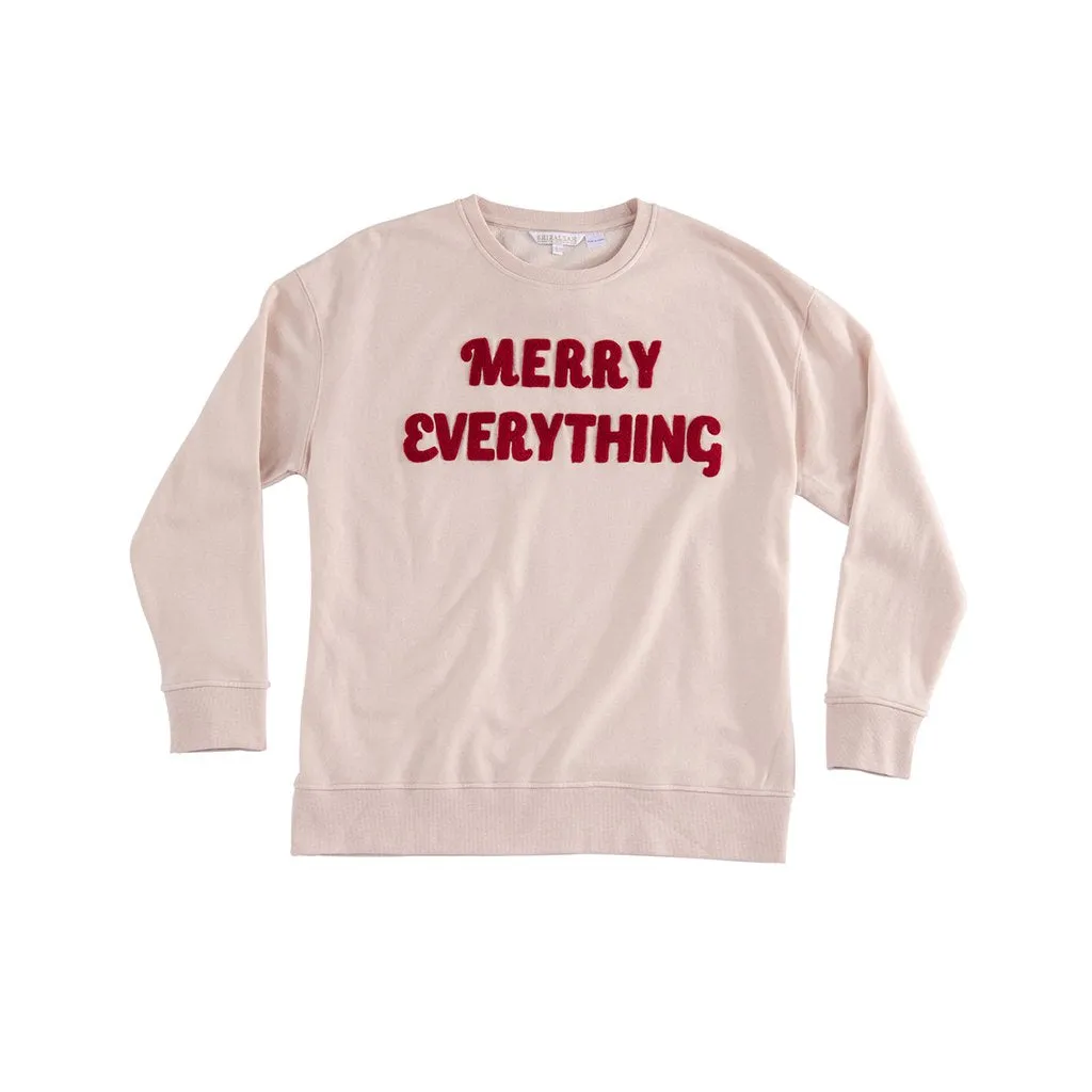 Shiraleah "Merry Everything" Holiday Sweatshirt , Blush