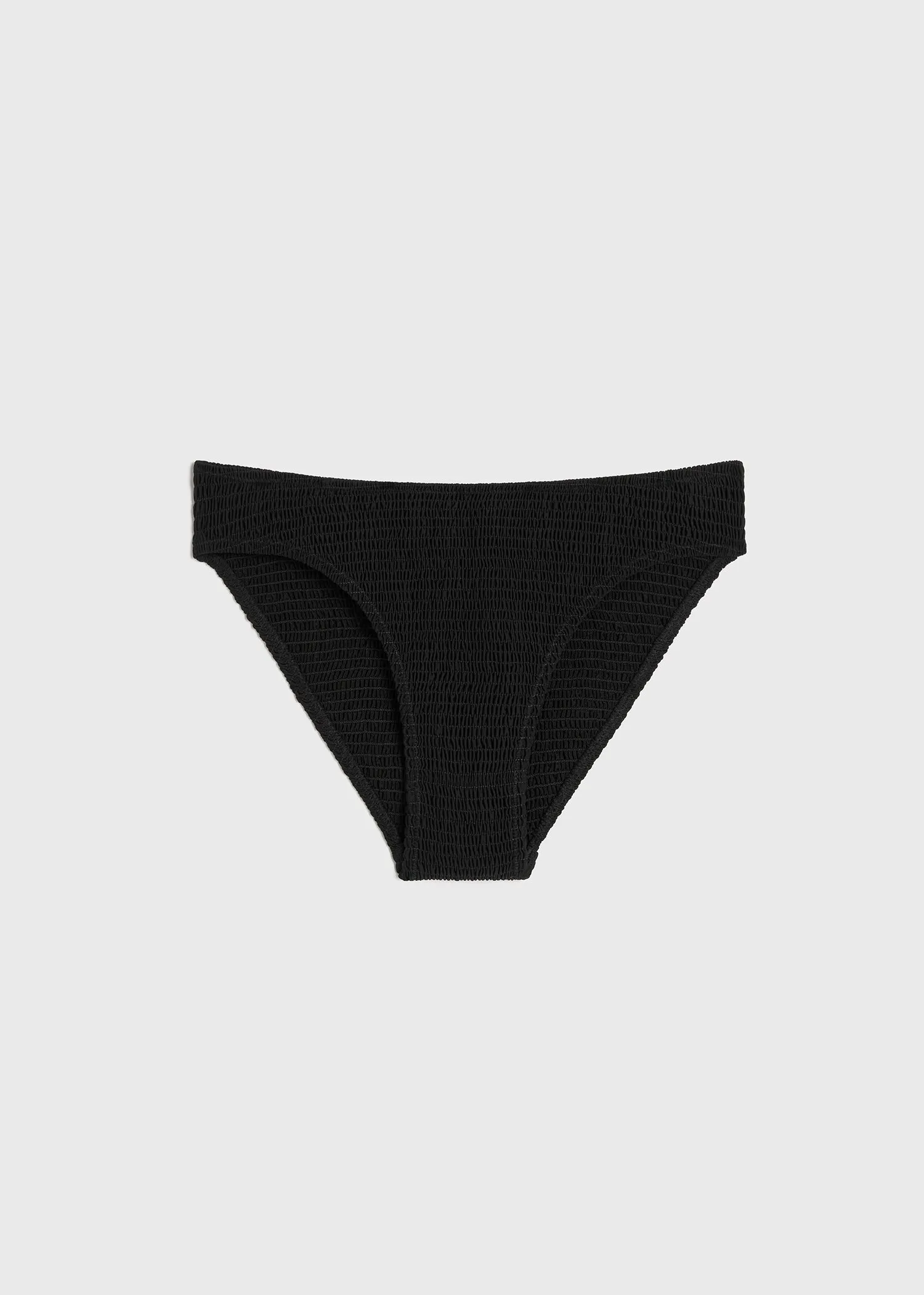 Smocked mid-rise bikini bottoms black