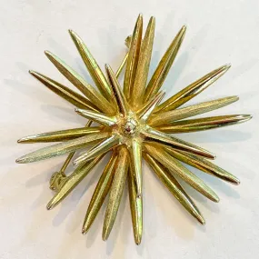 SOLD Vintage MCM Atomic Starburst Brooch, Goldtone Modernist Pin