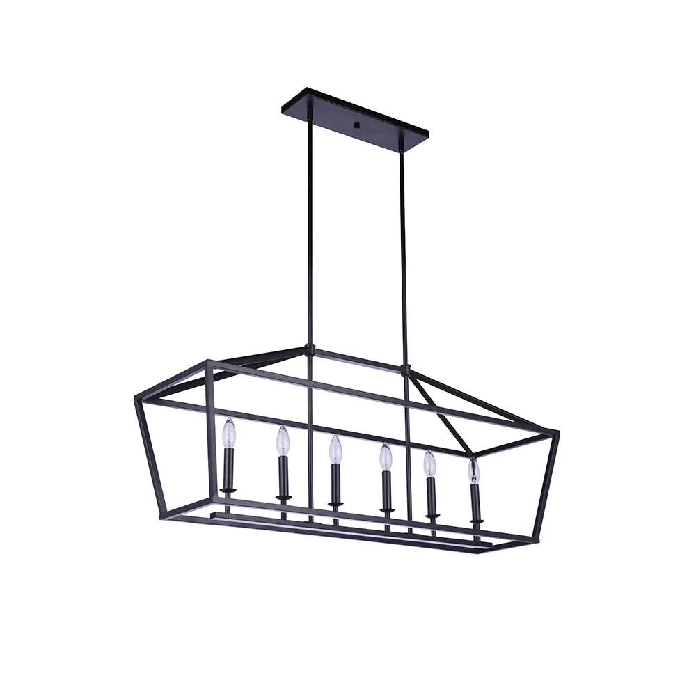 Spencer 6 Light Linear Chandelier - Black