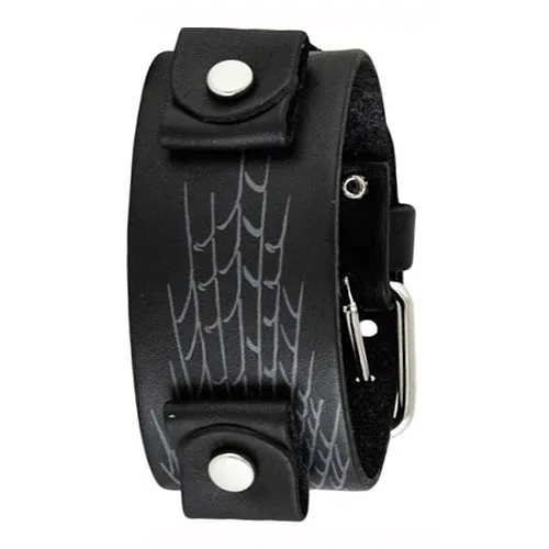 Spider Web Black Leather Cuff