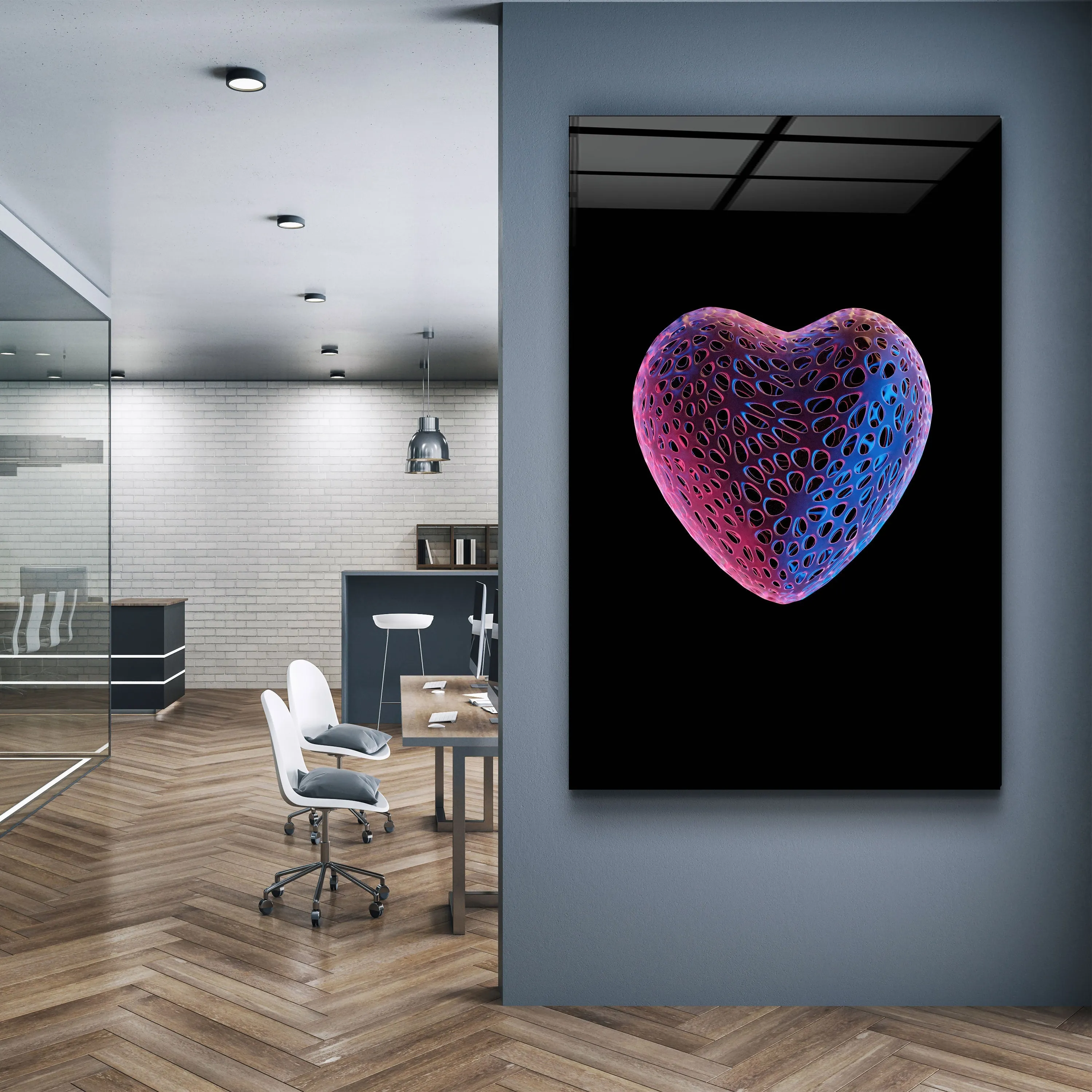 Strawberry Heart | Designers Collection Glass Wall Art