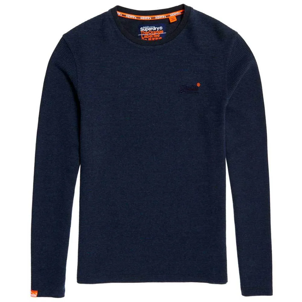 Superdry Men's Orange Label textured Long Sleeve T shirt - Navy Marl