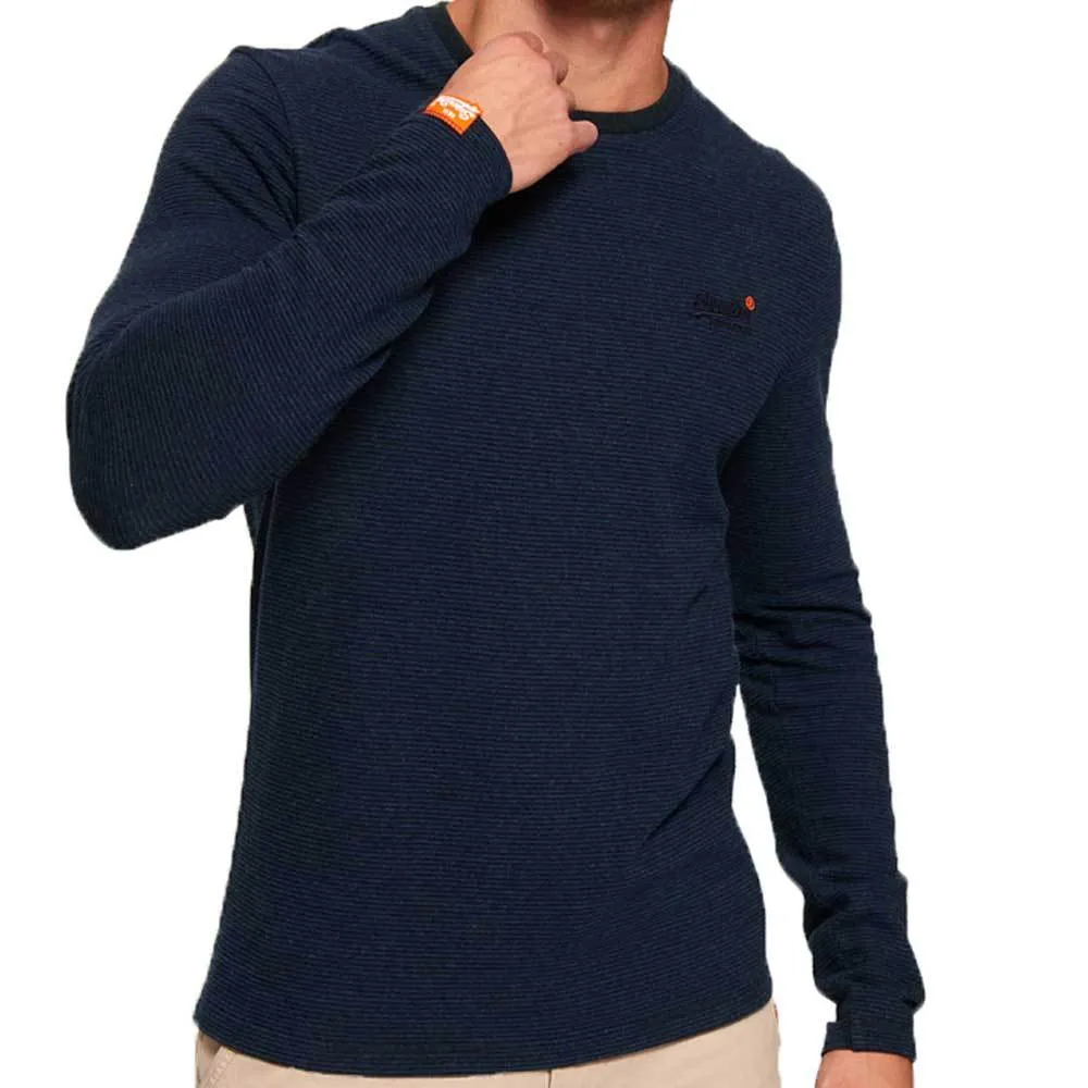 Superdry Men's Orange Label textured Long Sleeve T shirt - Navy Marl