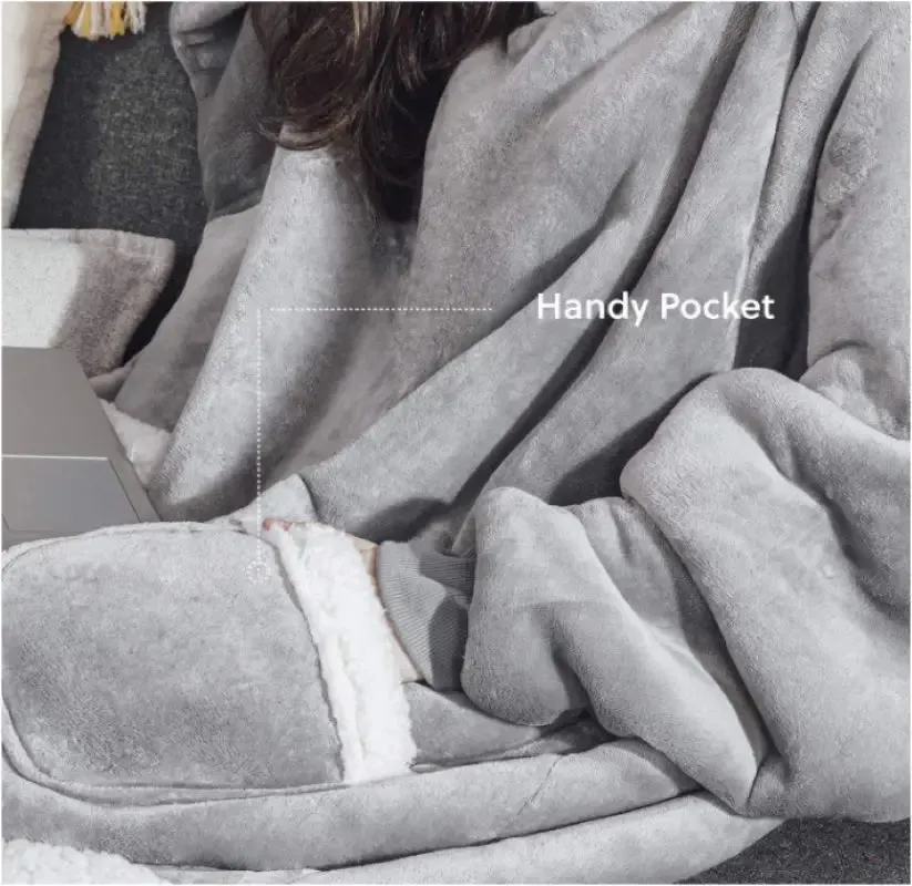 Sweatshirt Thick Warm Fleece Giant TV Oversized Wearable Blanket with Flannel Sleeves Hooded Blanket