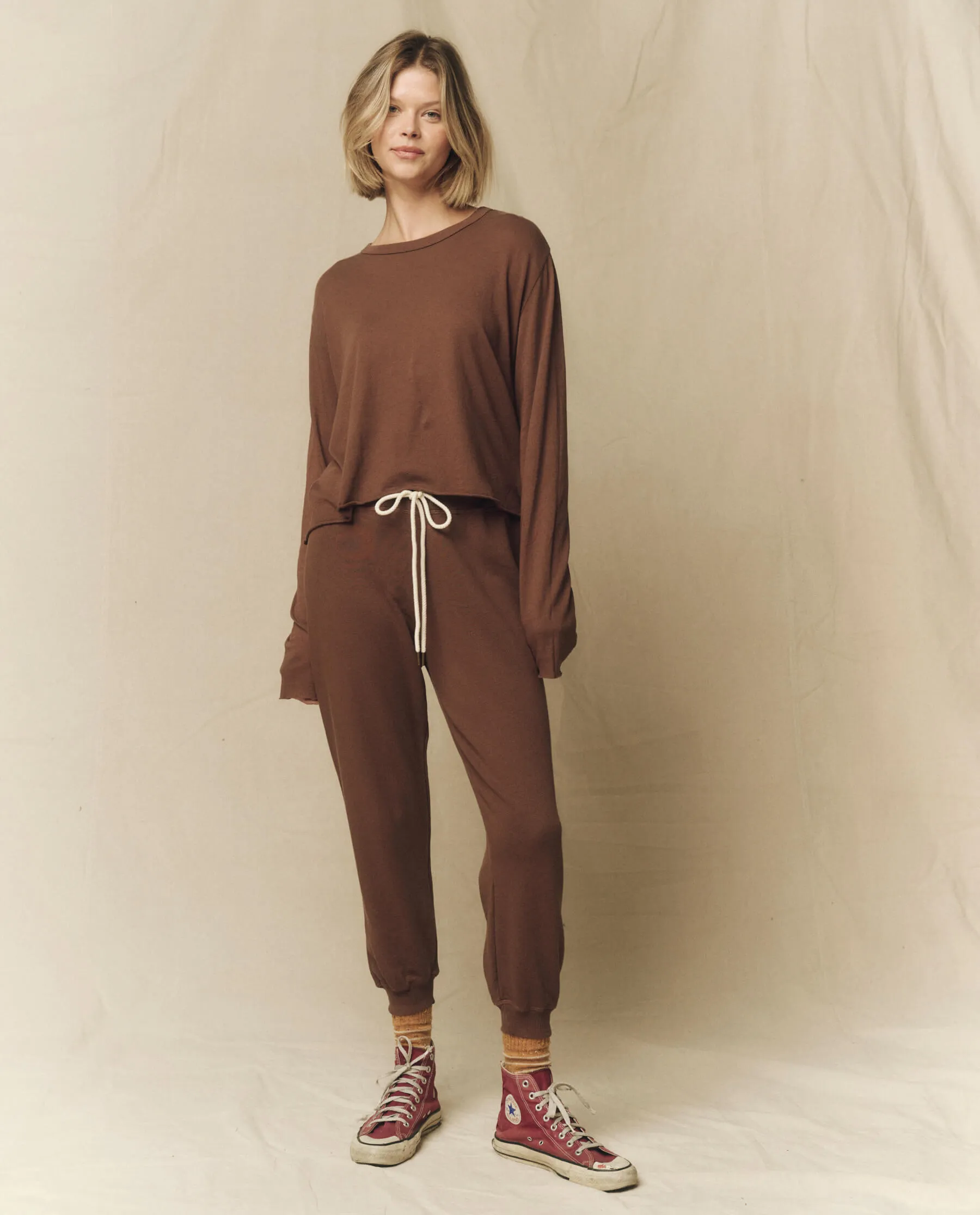 The Cropped Sweatpant. Solid -- Hickory