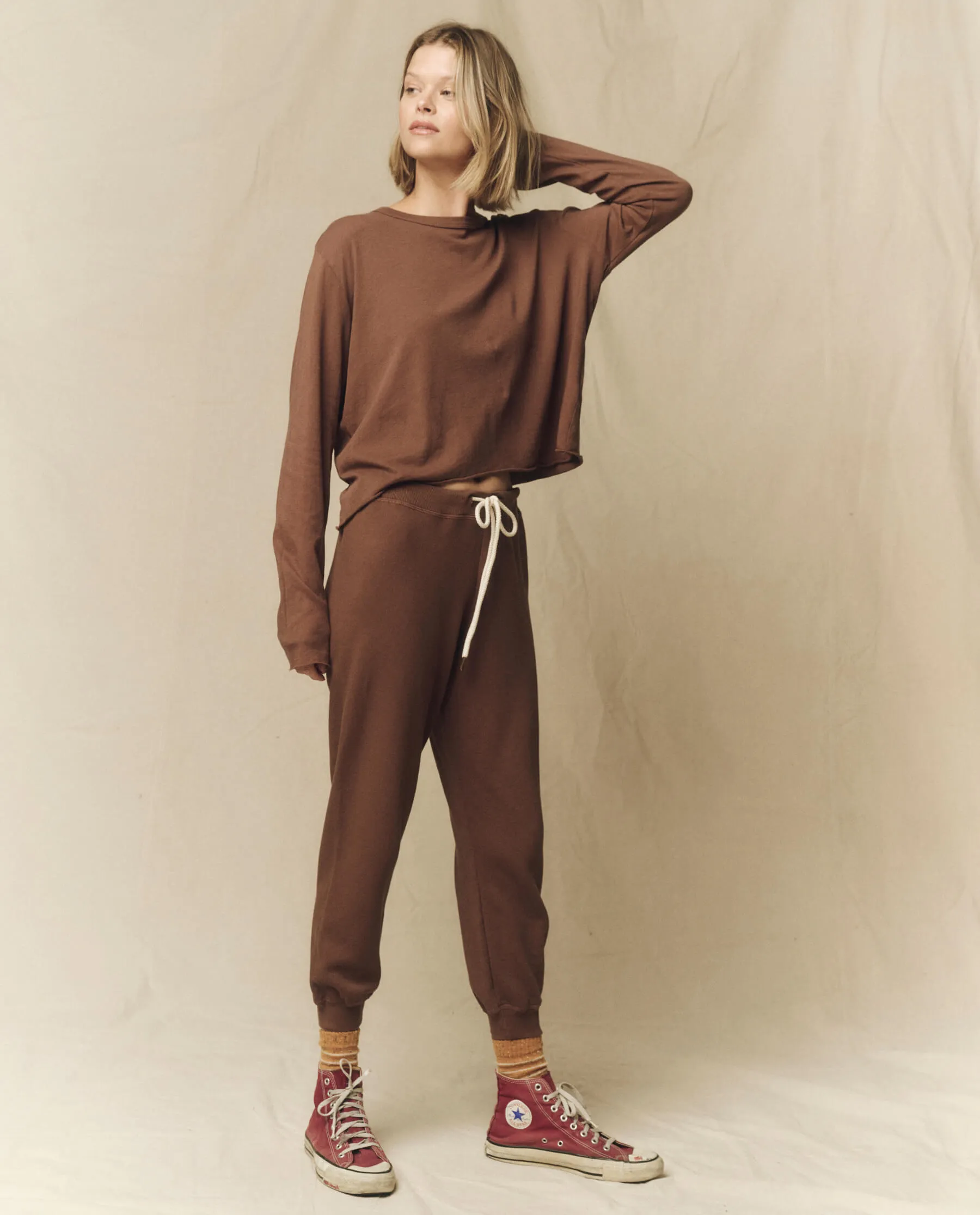 The Cropped Sweatpant. Solid -- Hickory