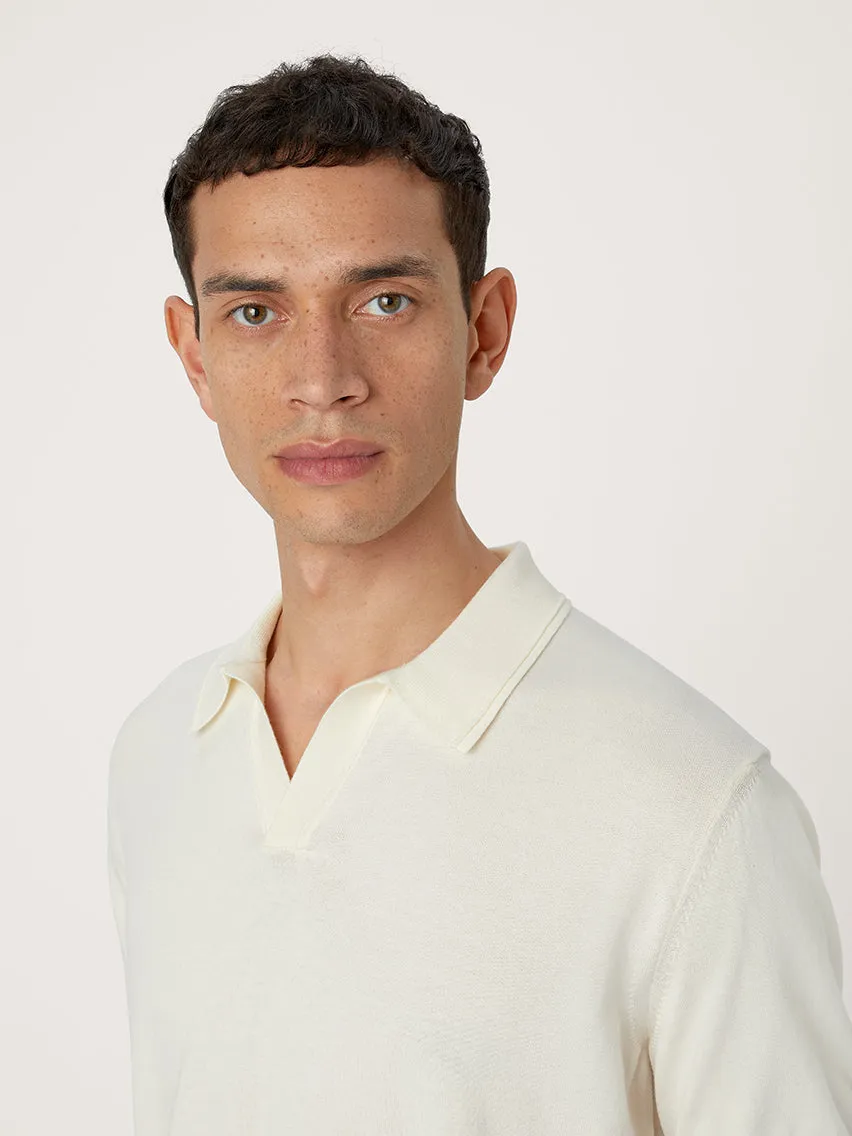 The Fine Knit Polo || Ecru | Organic Cotton