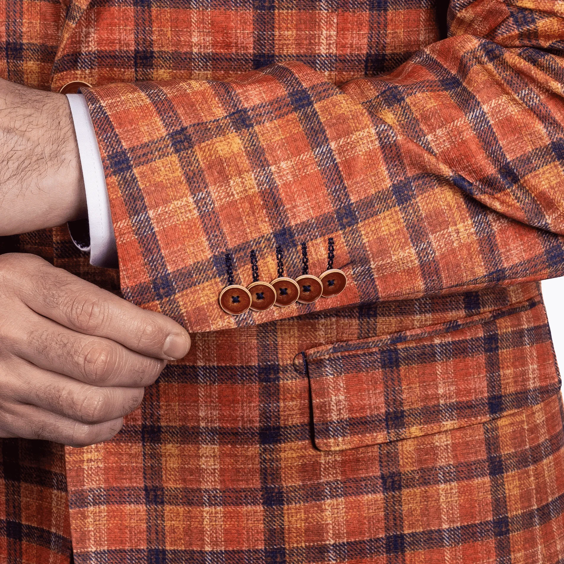 Titan Orange Plaid Knit Blazer