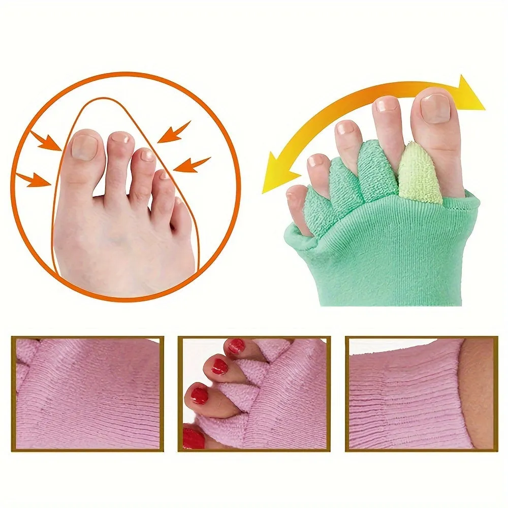 Toe Separator Socks, 1Pair Foot Alignment Socks, Yoga GYM Massage Toeless Socks, Improve Circulation Stretchy For Women