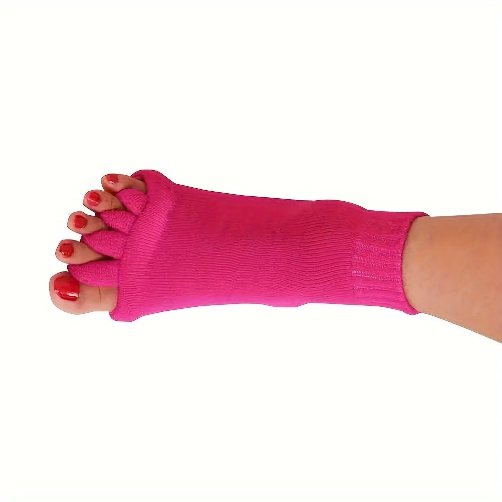 Toe Separator Socks, 1Pair Foot Alignment Socks, Yoga GYM Massage Toeless Socks, Improve Circulation Stretchy For Women