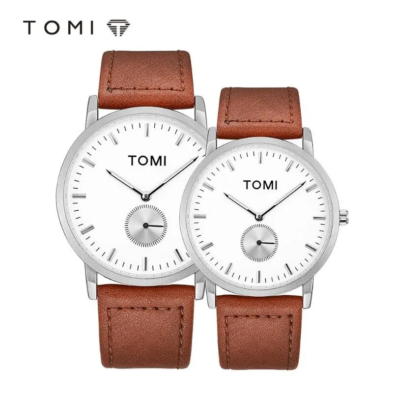 TOMI T-072 Couple Watch Chronograph Quartz Leather Straps