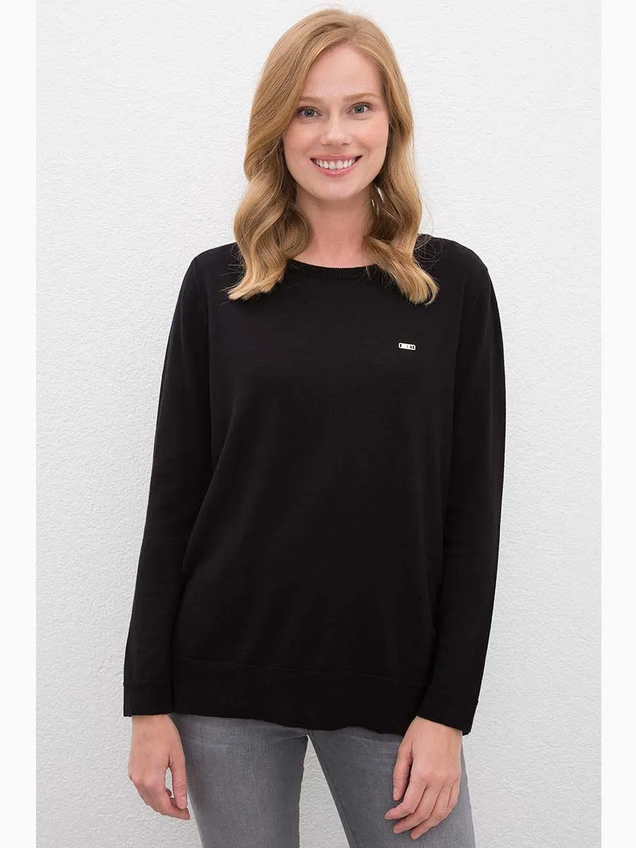 USPA Black Jumper Round Neck For Women USPJR175