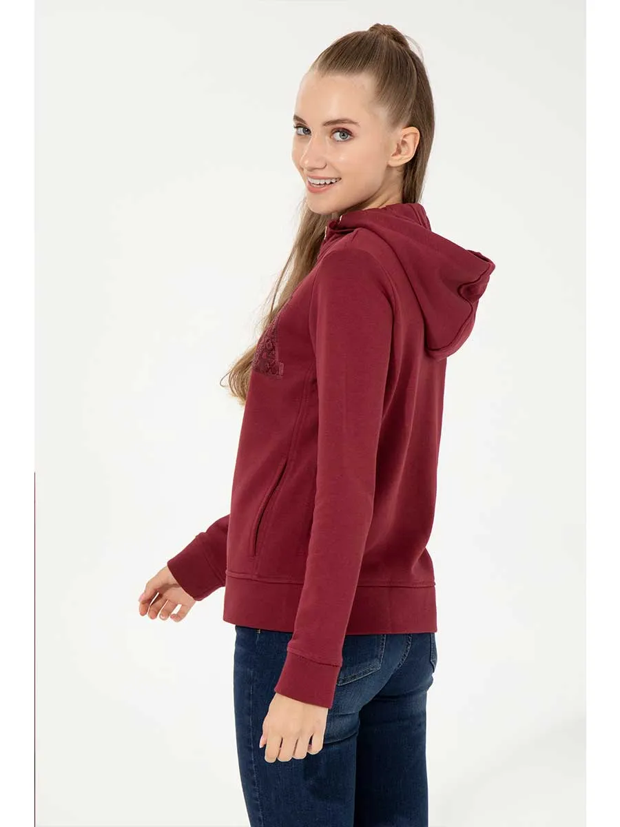 USPA Women Sweatshirt Hoody Zipper  Cherry VR223 USPSS128