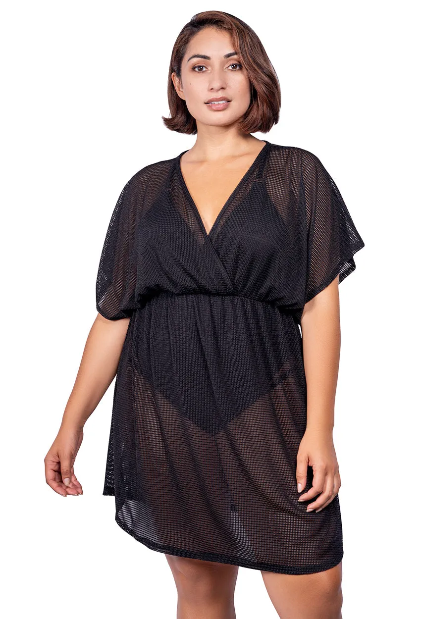 V-NECK DOLMAN SLEEVE TUNIC - GOFRET - PLUS SIZE