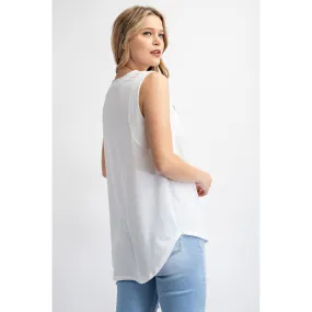 V Neckline Sleeveless Top