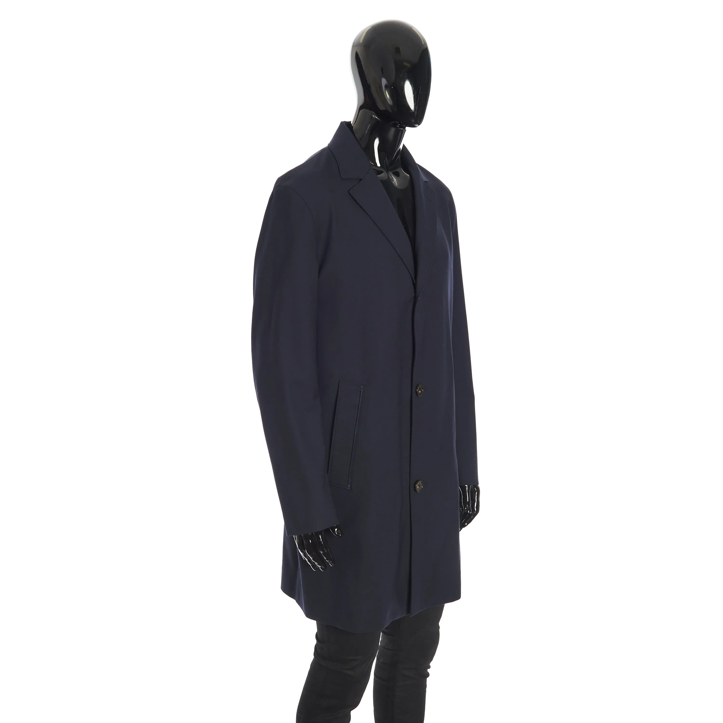 Wallaston Coat In Navy Blue Stretch Wool