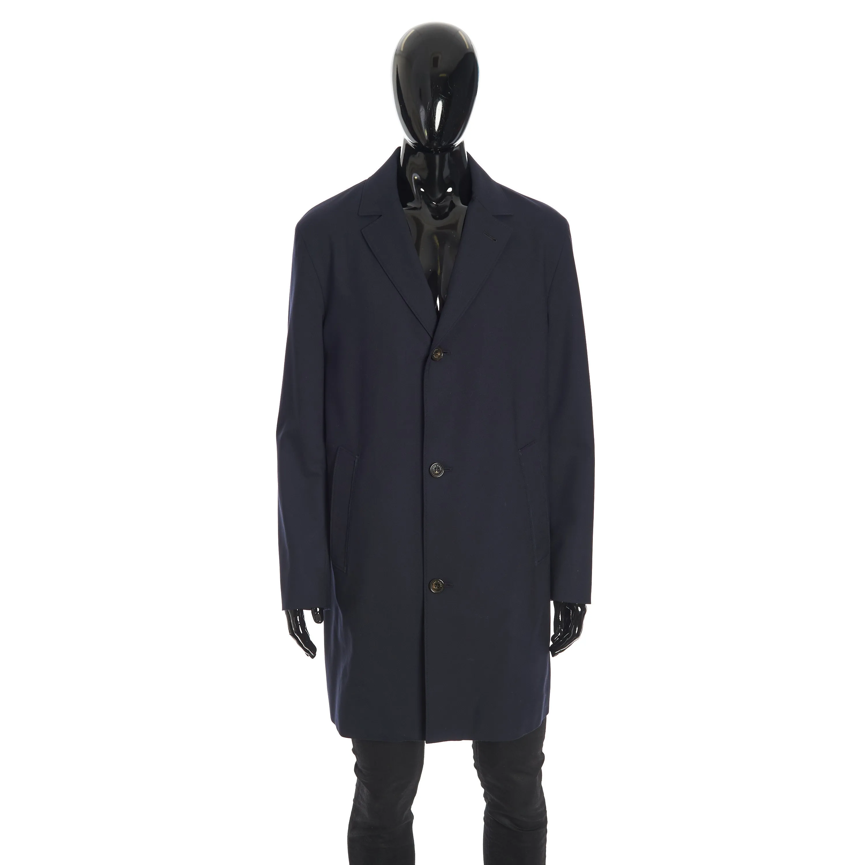 Wallaston Coat In Navy Blue Stretch Wool