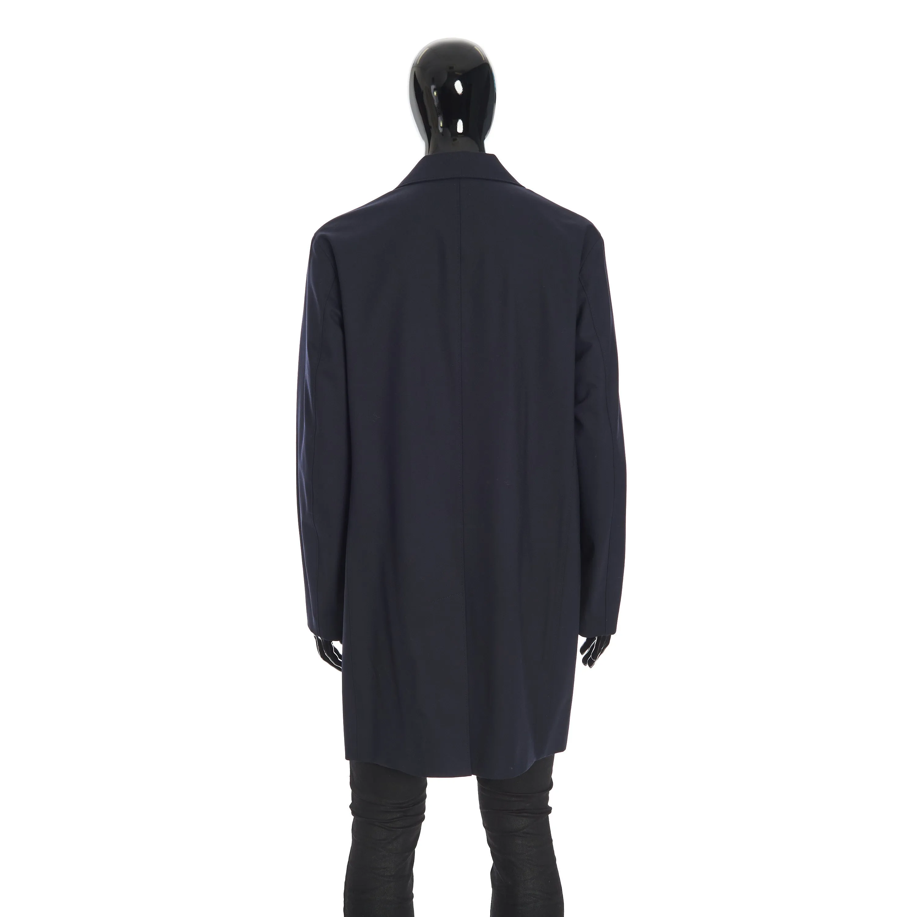 Wallaston Coat In Navy Blue Stretch Wool